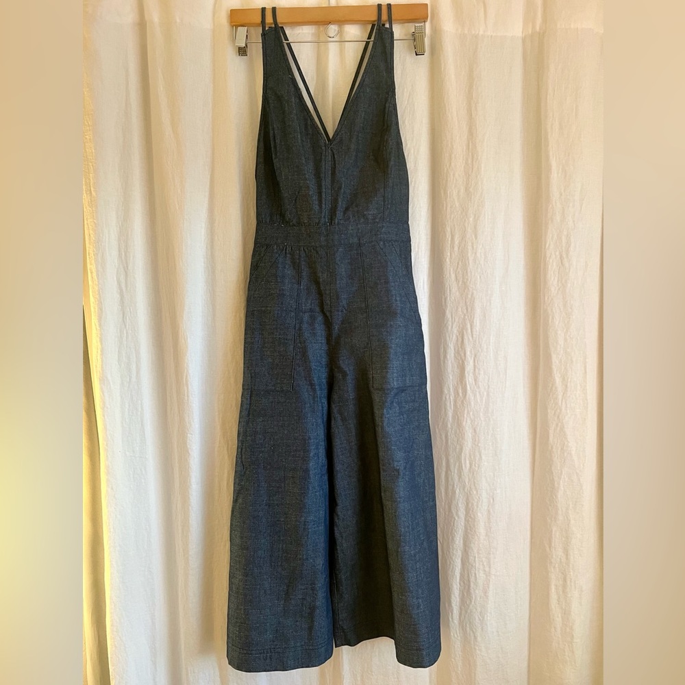 Denim jumpsuit with low back